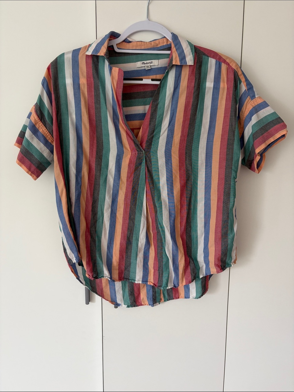 Madewell Stripe Collared Short Sleeve Top